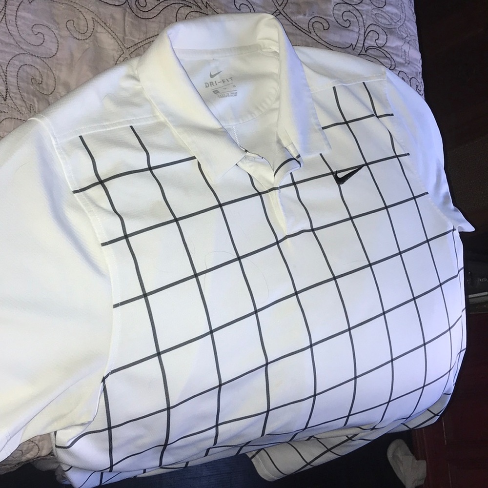 Nike Square Print Golf Collard Dri-Fit SS